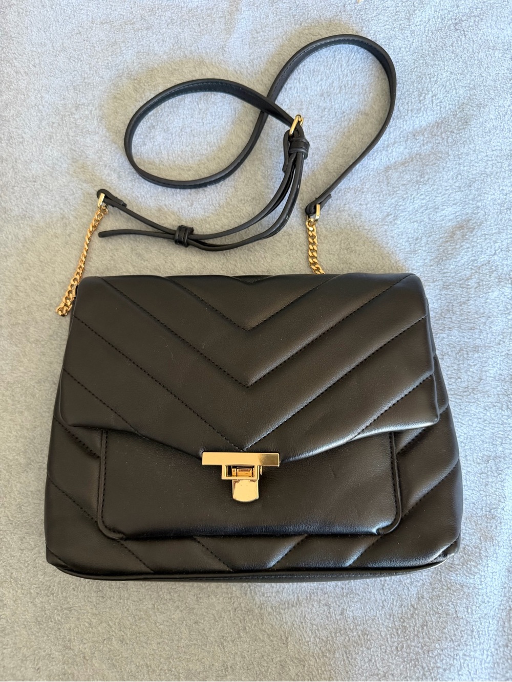 Target Black Quilted Crossbody with Gold Hardware